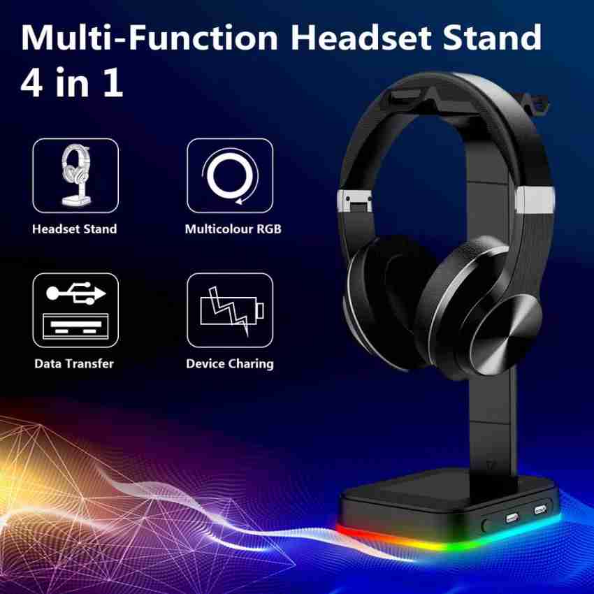 HAVIT TH650A RGB Gaming Headset & Dual Hanger Headphone Stand Set with  Phone Holder & 2 USB Ports