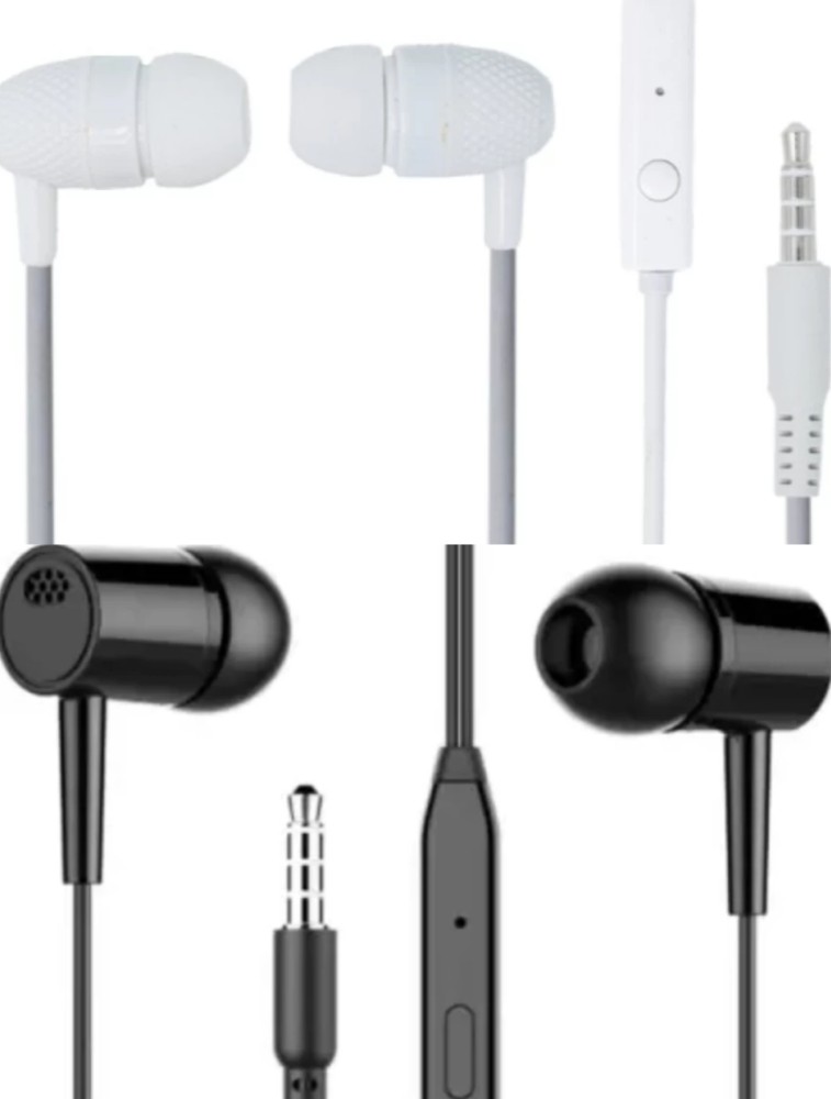 KandQ Wired earphone pack of 2 Balck whight Wired Headset Price