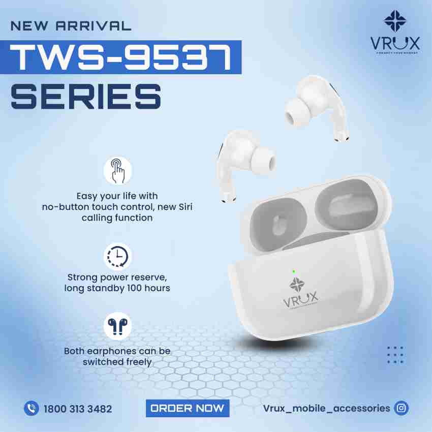 VRUX Earbuds TWS Voice Assistant 20H Playtime Cover And Extra