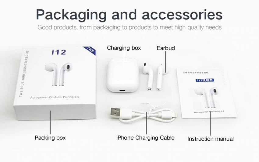 TECHNEGIC i12 TWS Bluetooth 5.0 Earphones Wireless Headphones