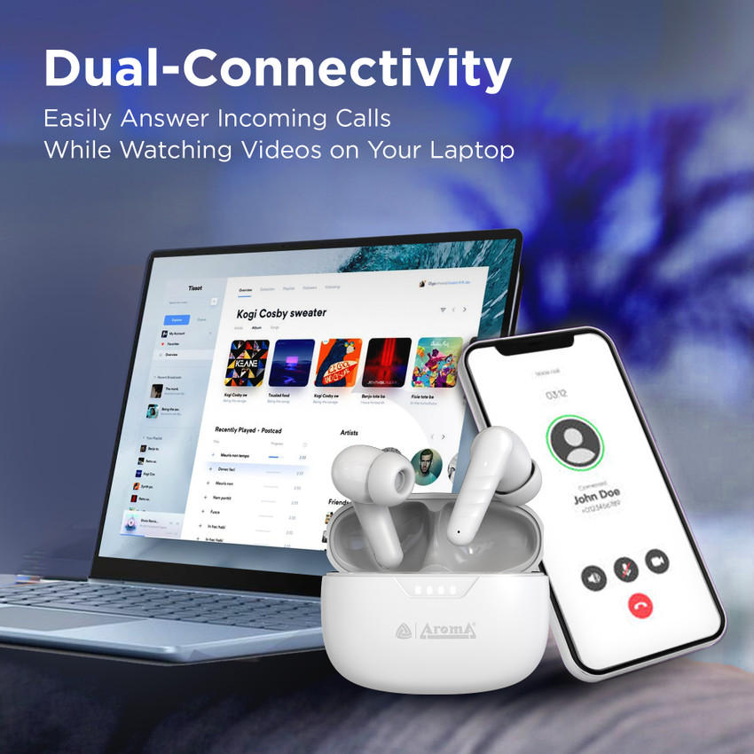 Aroma NB138 Ascrow 32dB Active Noice Cancellation 70H* Fast Charging  Earbuds Bluetooth