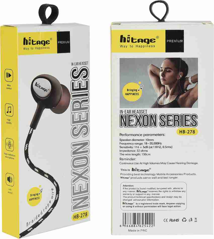 Hitage COMBO EARPHONE HB 278 BLK WIRED STEREO HEADSET WITH MIC