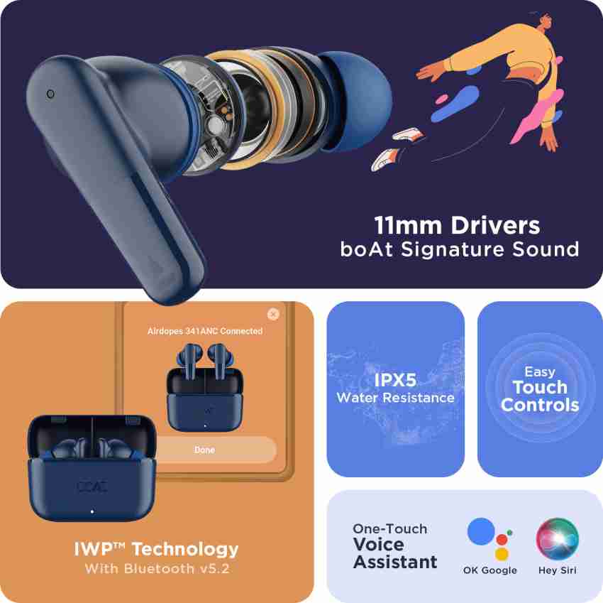 boAt Airdopes 341ANC with ANC Quad Mics ENx Technology