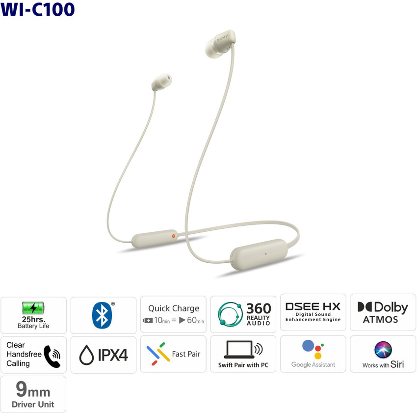 SONY WI C100 with 25 Hours Battery Life Bluetooth Headset Price