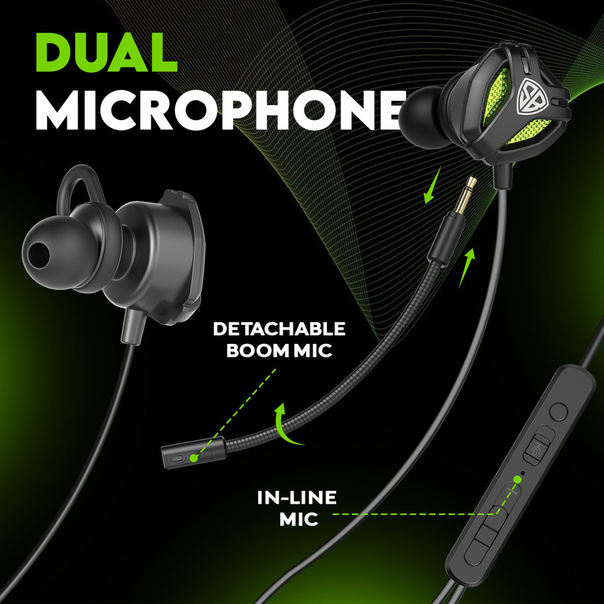 SpinBot BattleBudz C10 Type C Gaming Earphones with Boom Mic Wired Gaming