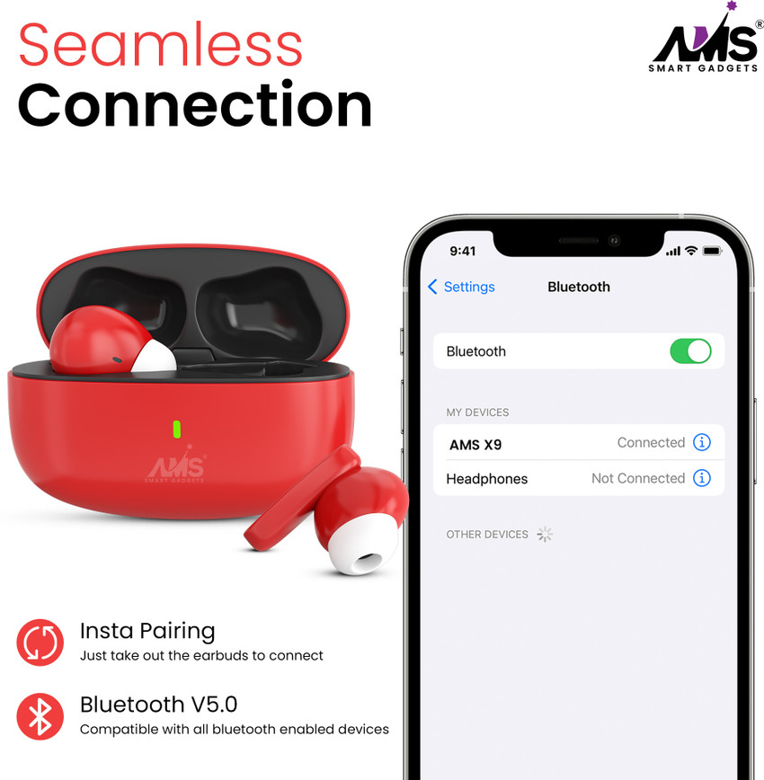 AMS X9 Ultra Wireless TWS Earbuds 40Hrs Playtime Type C Deep