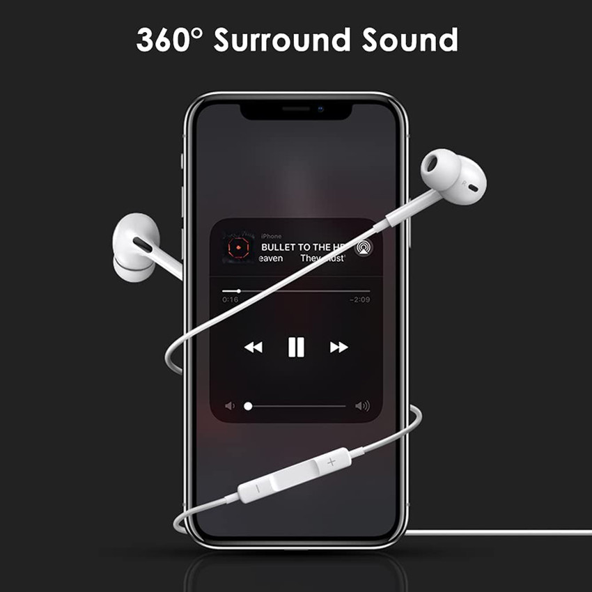 MARS Lightning Earphones Compatible for iPad iPhone Headphones Wired