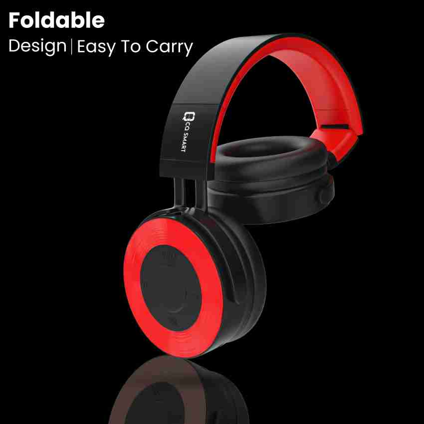 Bluetooth Headphones Over Ear Wireless Headphones Foldable Stereo Earphones  Super Bass Headset(Black + Red) 