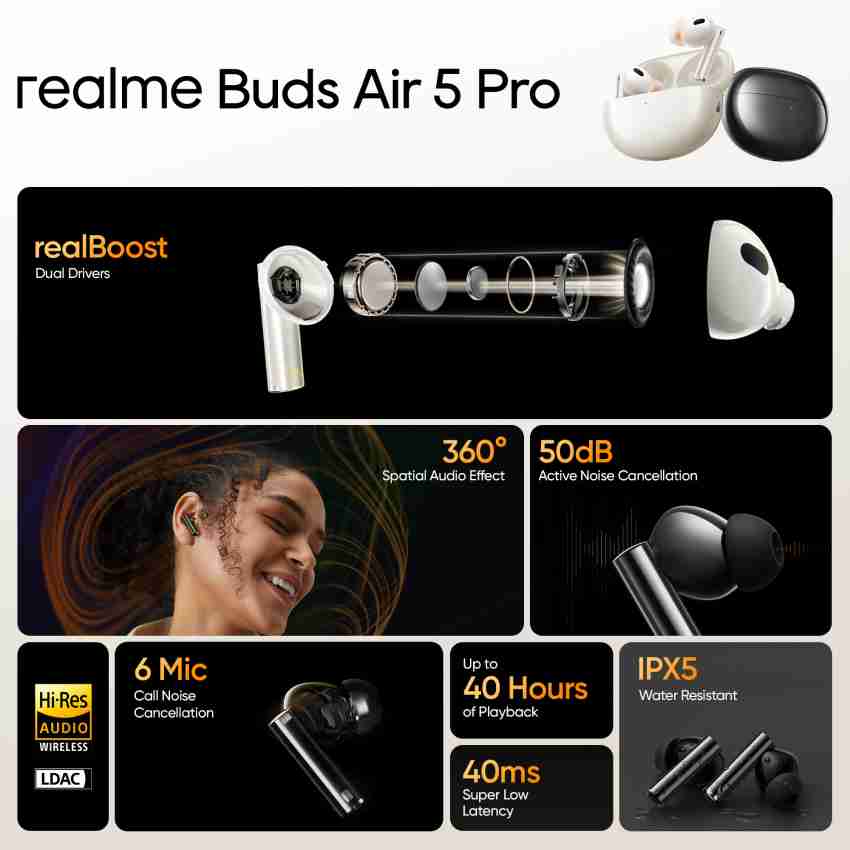 realme Buds Air 5 Pro with dual drivers, LDAC launching in India on August  23