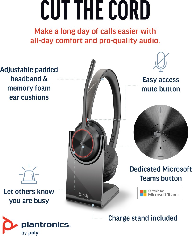 poly by Plantronics - Voyager 4320 UC Wireless Headset + Charge