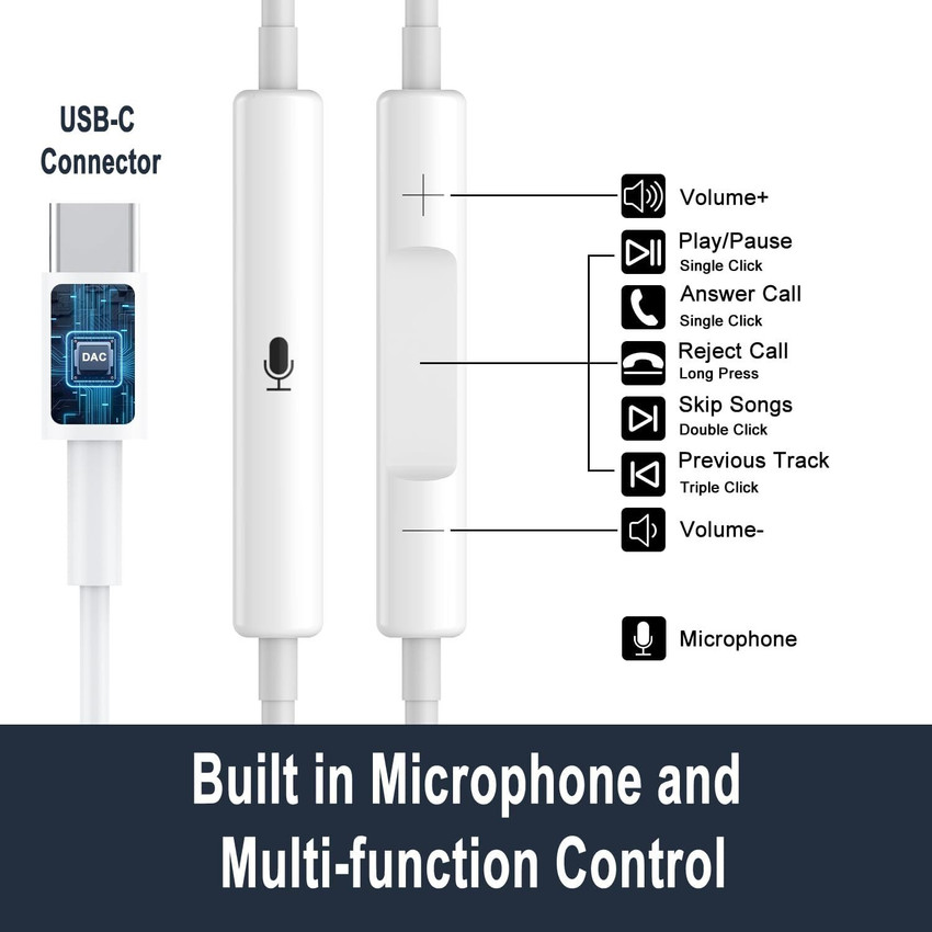 X88 Pro Type C Wired Headsets for Crystal Clear Sound Wire Control