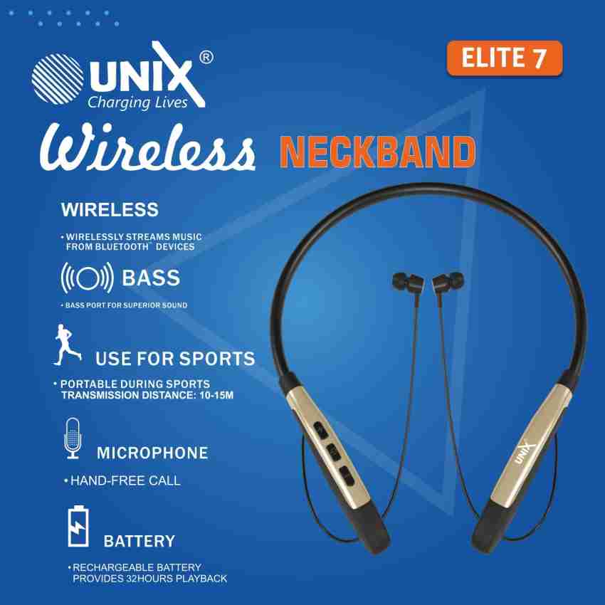 Unix WIRELESS NECKBAND 32 Hours Battery Backup Extra Bass