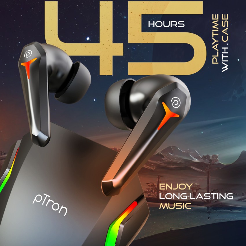 PTron Basspods Snip 40ms TWS Gaming Earbuds with TruTalk AI-ENC 
