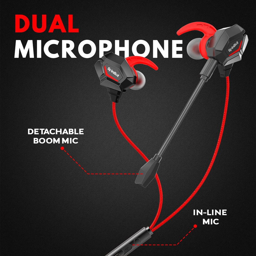 SpinBot BattleBudz W20 Earphones with Boom Mic for Mobiles PC Xbox PS4 PS5 Wired Gaming Price in India Buy SpinBot BattleBudz W20 Earphones with Boom Mic for Mobiles PC Xbox PS4 PS5 Wired Gaming Onlin...
