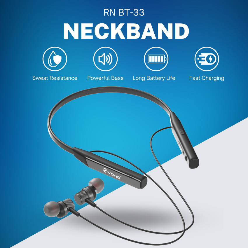 Rivano RN BT 33 Neckband 30 Hrs Music Time Ideal for Sports