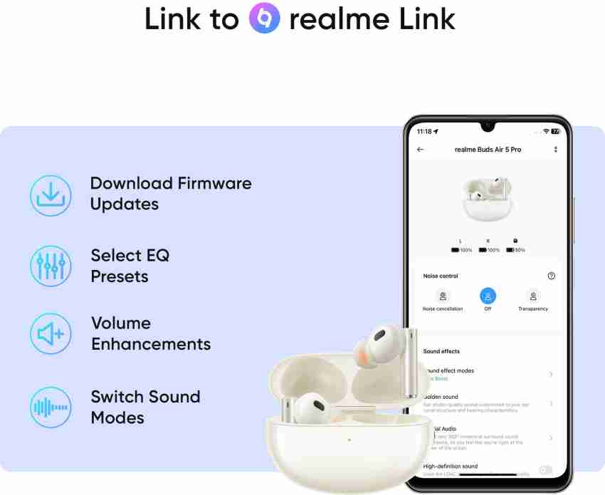 realme Buds Air 5 Pro with 50dB ANC, 360 Spatial Audio and upto 40 hours  Playback Bluetooth Headset Price in India - Buy realme Buds Air 5 Pro with  50dB ANC, 360
