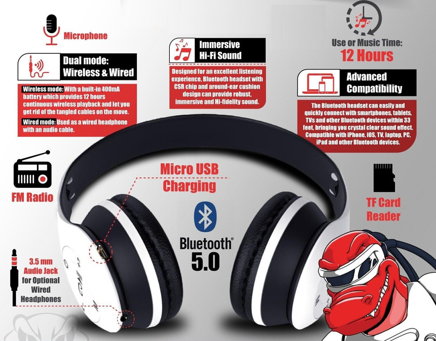 Wonder World RBX I Foldable Wireless Stereo Headphone Bluetooth