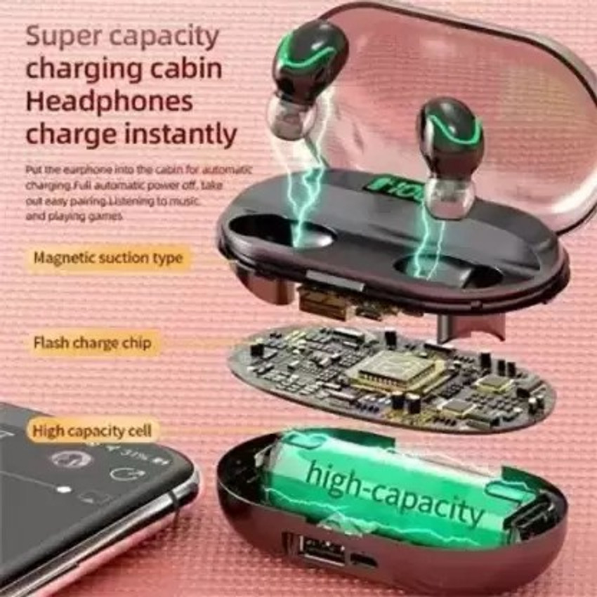 True wireless earphones with lcd display magnetic online charging case