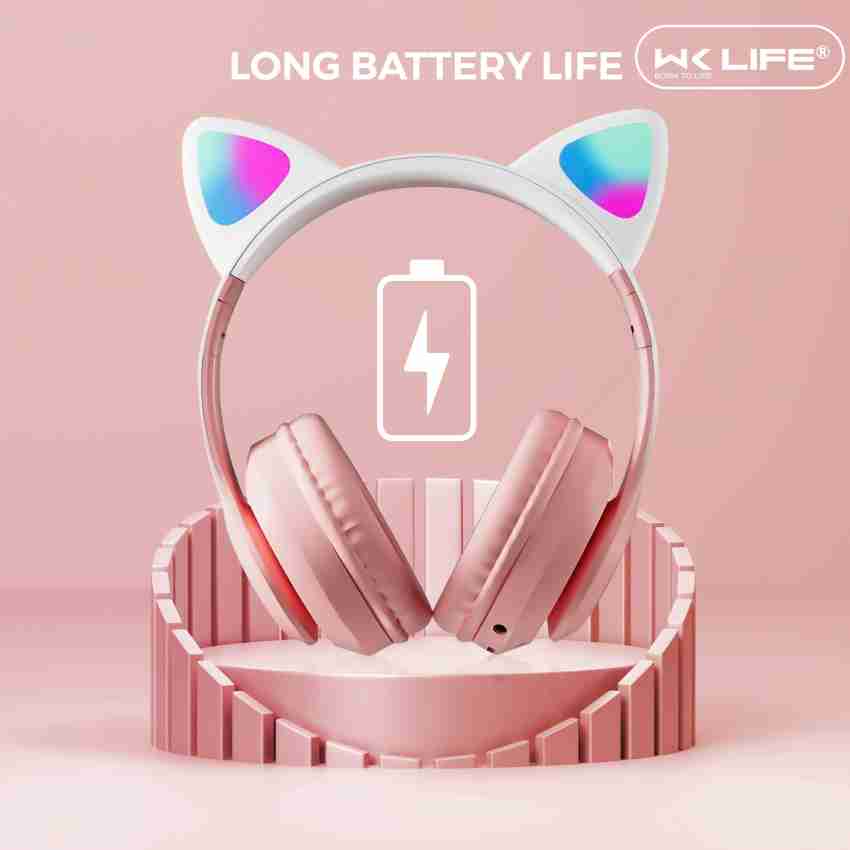 Wk Life Kids Headphones Wireless Girls Boys Cat Ear Bluetooth