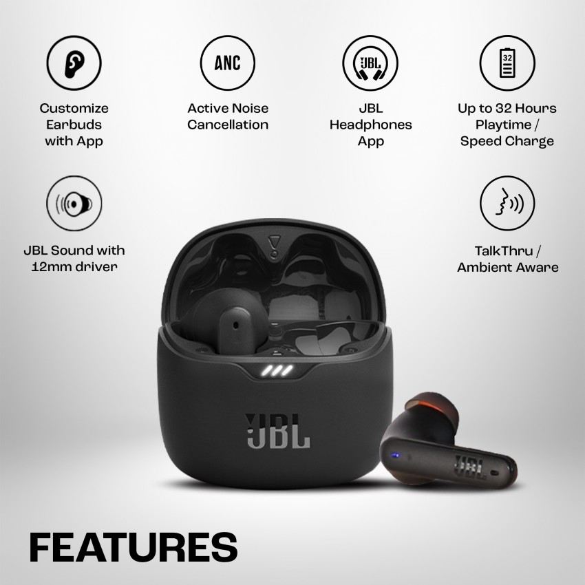  JBL Tune Flex - True Wireless Noise Cancelling Earbuds (White),  Small : Sports & Outdoors