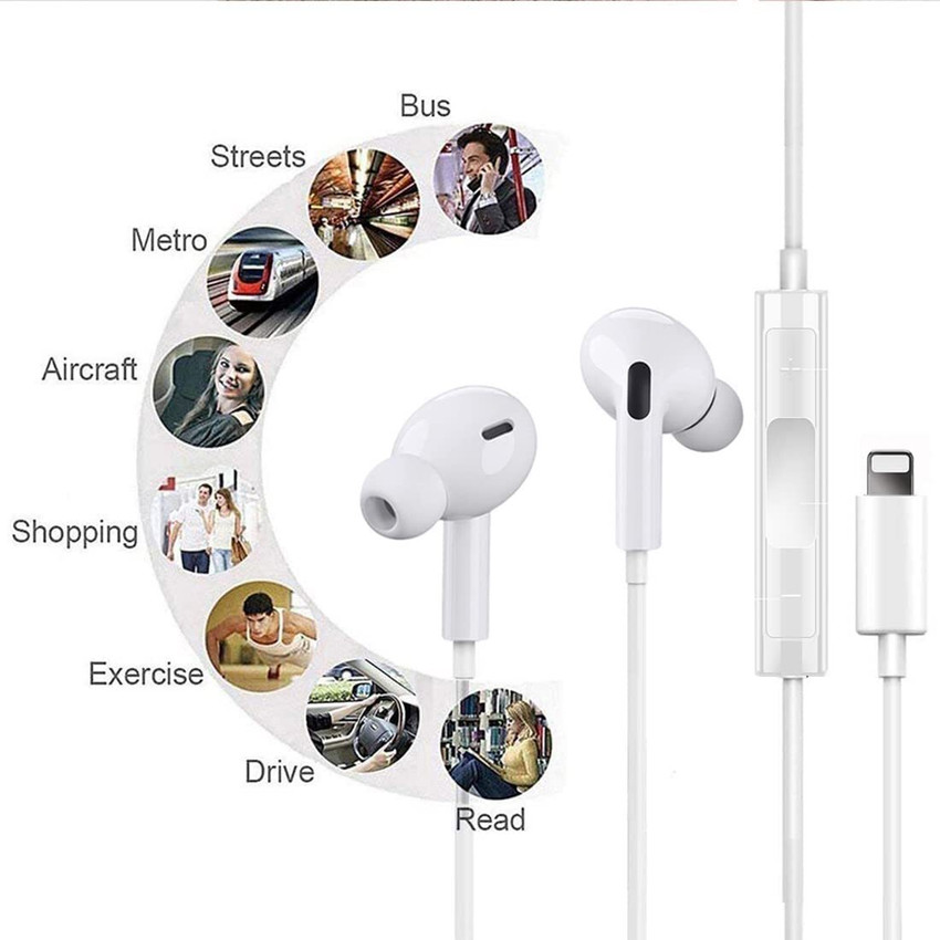 MARS iPhone Wired Earbuds Earphones With Mic Lightning Connector