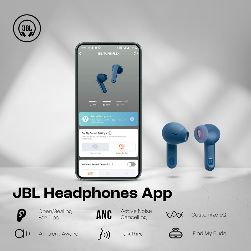 JBL Tune Flex TWS with ANC Customizable Eartips 32H Playtime JBL App Bluetooth Headset