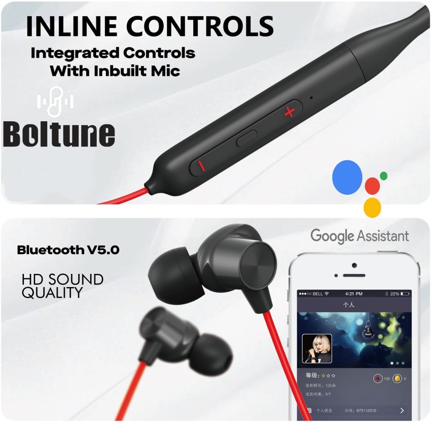 Boltune T60 Bullets Wireless Z Bass Edition Neckband headphone