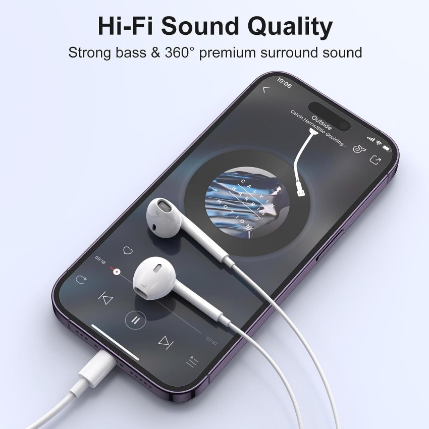  Headphones for iPhone, Wired Stereo Sound Earbuds Built-in  Microphone & Volume Control,Earphones Compatible with 14/13/12/11 Pro Max  Xs/XR/X/7/8 Plus,Supports All iOS Systems-Plug and Play！！ : Electronics
