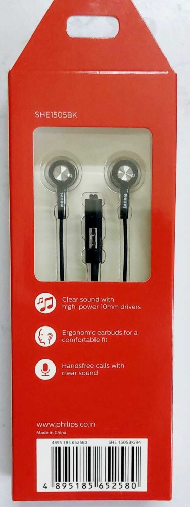 Philips best sale earphones she1505bk