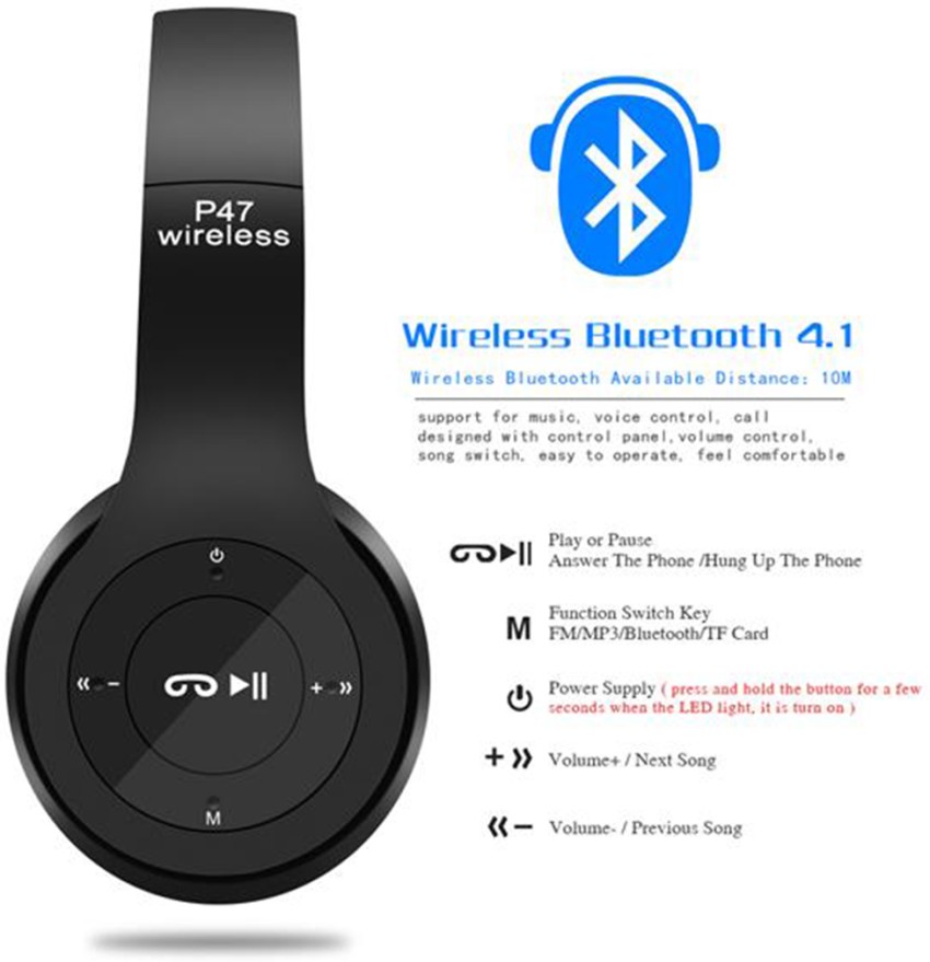 PunnkFunnk P47 Wireless Audifonos Stereo 3.5mm hedphone Bluetooth