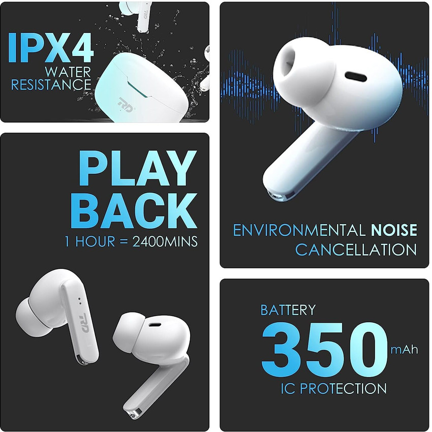 RD TWS 130 Earbuds IPX4 BT 5.1 13mm Drivers 40H Playtime Type C