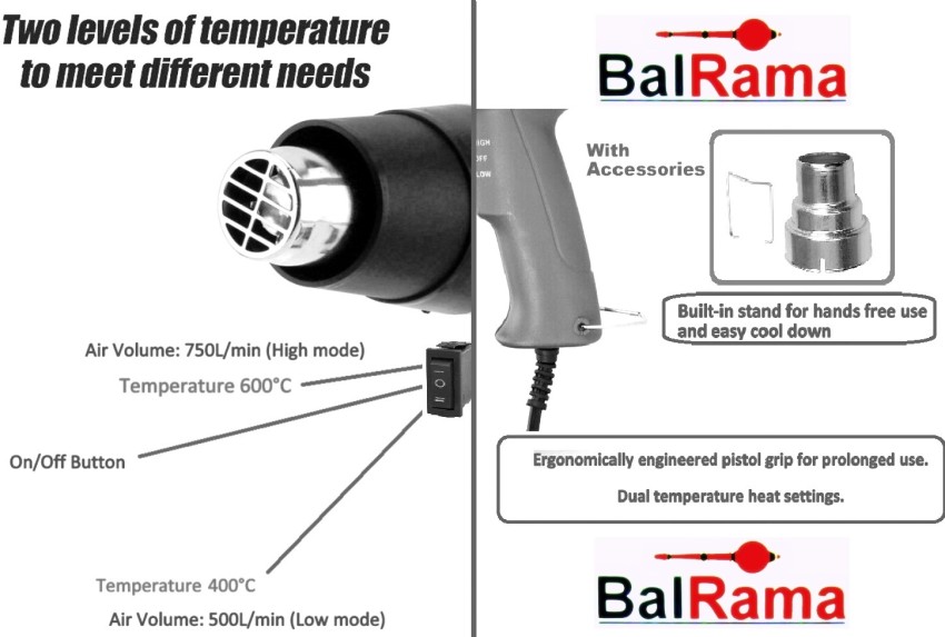 BALRAMA 1500w Dual Temperature Hot Air Hot Air Blower Heat Gun Machine  Power Hand Tool 1500 W Heat Gun Price in India - Buy BALRAMA 1500w Dual  Temperature Hot Air Hot Air