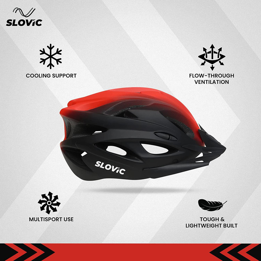 SLOVIC Adjustable Cycle Helmet Free Size Detachable Visors Sunshade LED Backlight Cycling Helmet