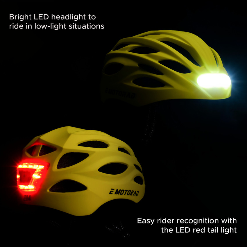 Cycle helmet with built in lights outlet