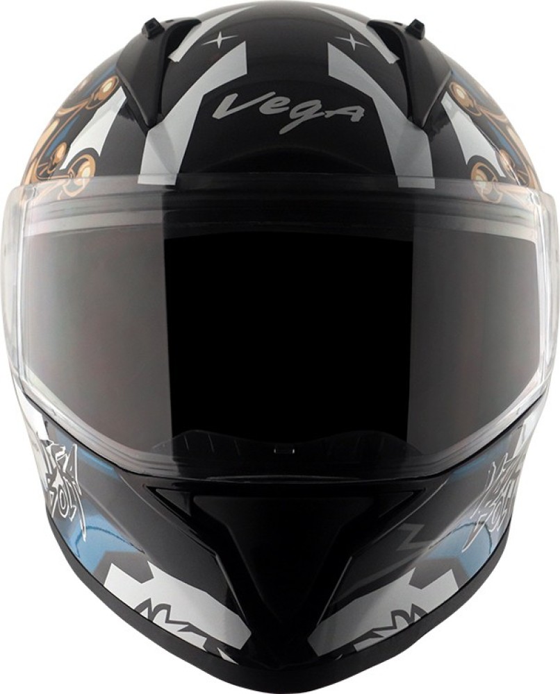 VEGA BOLT BUNNY DOT APPROVED FULL FACE HELMET BLACK COLOUR WITH