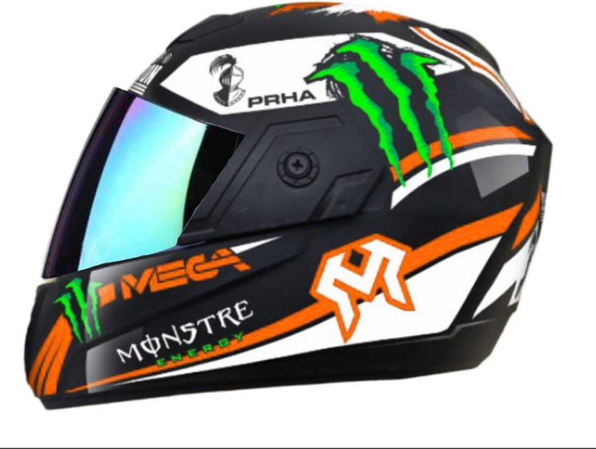 Racing 1 Monster Mega with Rainbow Visor ABS Material Unisex Motorbike Helmet