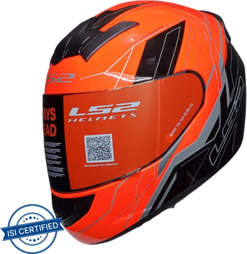 LS2 GLOSS BLACK FULL FACE MOTORCYCLE MOTORBIKE HELMET - WITH BLACK TINTED  VISOR