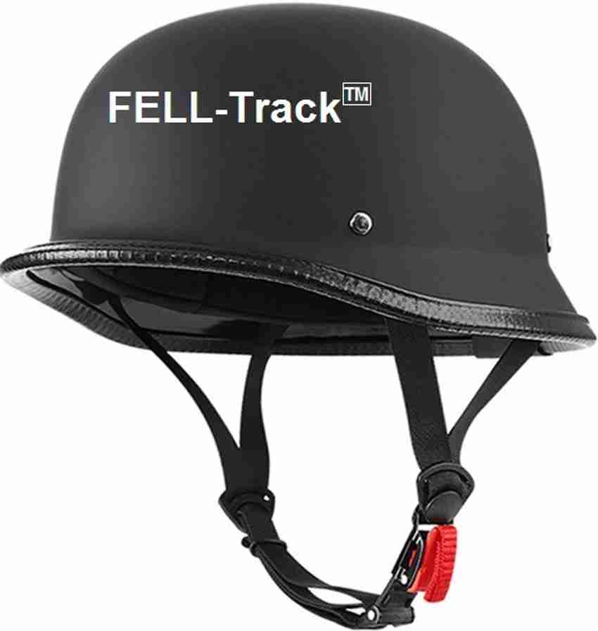 FELL TRACK German Retro Style World War Inspired Half Dull Black Motorbike Helmet