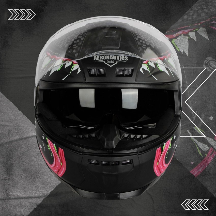 Steelbird Devil ISI Certified Full Face Graphic Helmet for Men with Inner Smoke Sun Shield Motorbike Helmet
