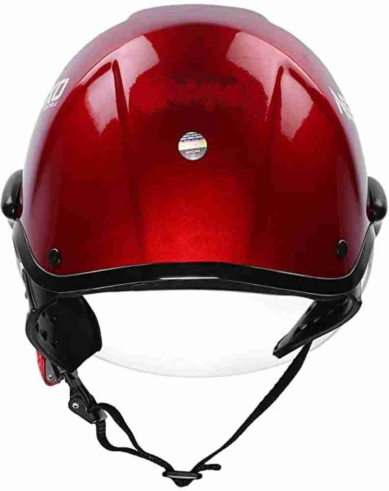 Red motorcycle half helmet best sale
