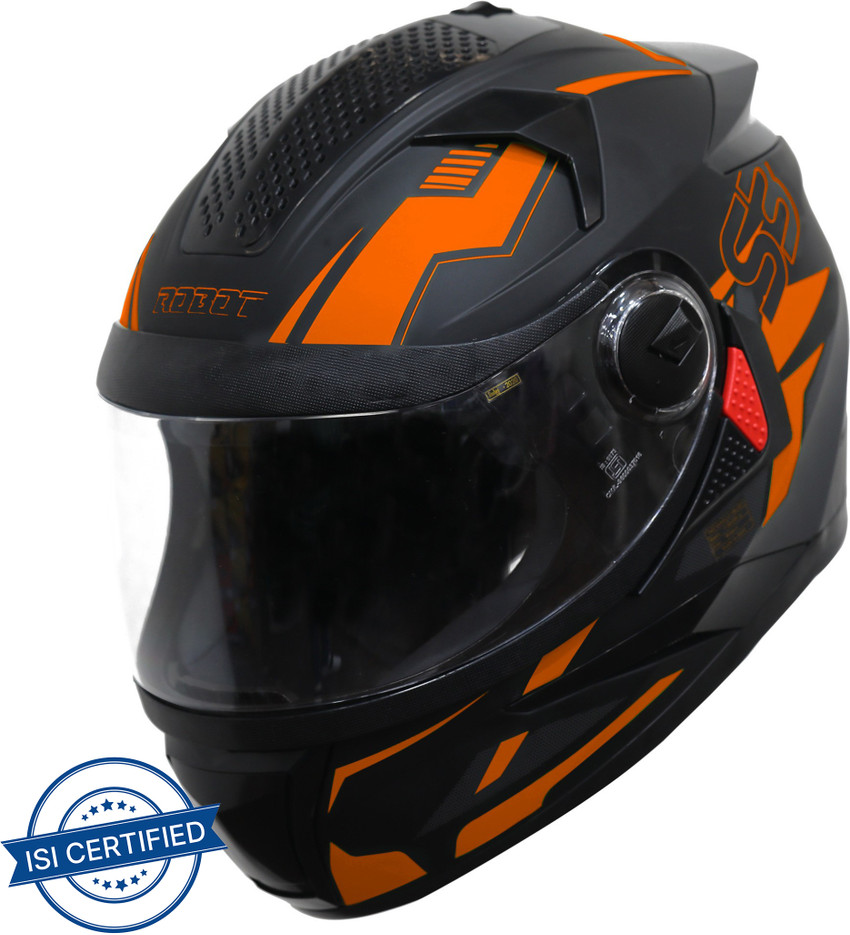 Steelbird 17 Terminator Full Face Graphic Helmet in Glossy Black Fluo Dark Orange Motorbike Helmet Buy Steelbird 17 Terminator Full Face Graphic Helmet in Glossy Black Fluo Dark Orange Motorbike Hel...