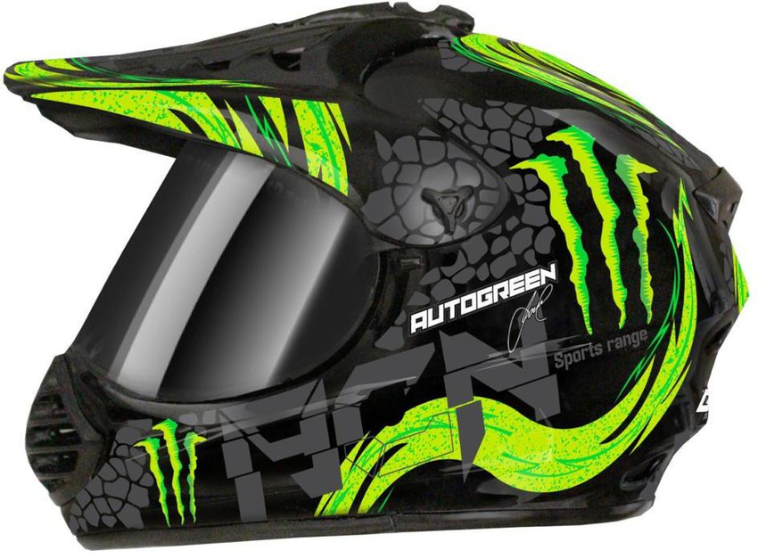 Green motorbike helmet deals