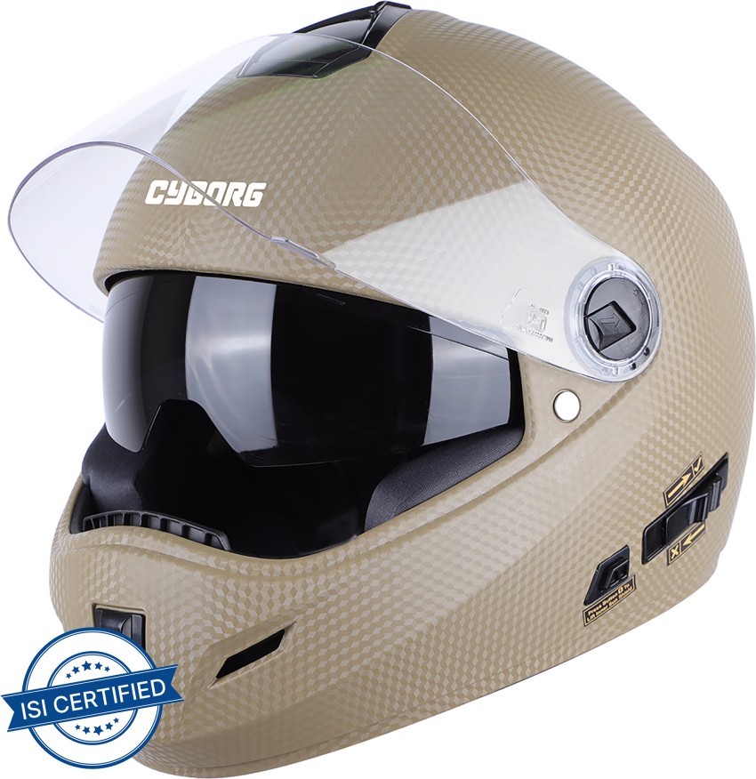 Steelbird Cyborg Double Visor Full Face Helmet, Inner Smoke Sun Shield and Outer Clear Visor