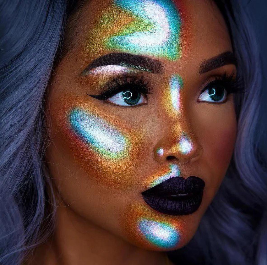 Herrlich MAKEUP BLUE HIGHLIGHTER POWDER COLOR CHANGING POWDER