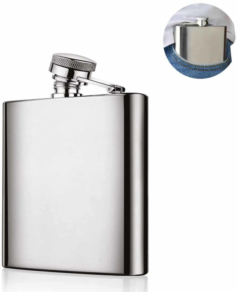 5oz Hip Flask with Navy Leather Pouch