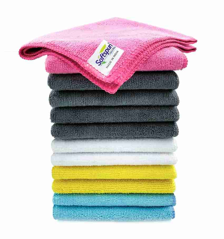 Buy Softspun Multicolor Microfiber Cloth (Pack of 10) Online at