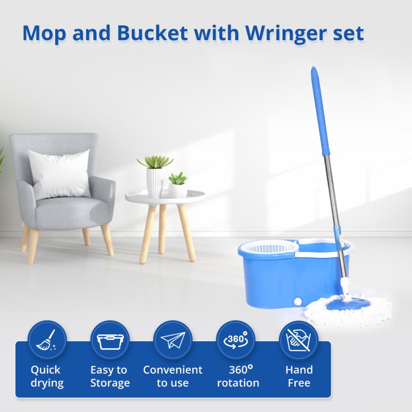 Qozent Household Mop Automatic Spin Mop Cleaning and drying mop(With 2  Refill) Wet & Dry Mop Price in India - Buy Qozent Household Mop Automatic  Spin Mop Cleaning and drying mop(With 2