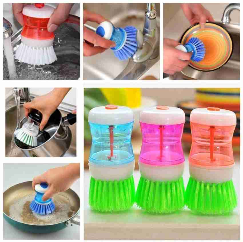 Kitchen Dish Brush With Liquid Soap Dispenser Plastic Pot Dish Cleaning  Brush Home Cleaning Products Kitchen Washing Utensils