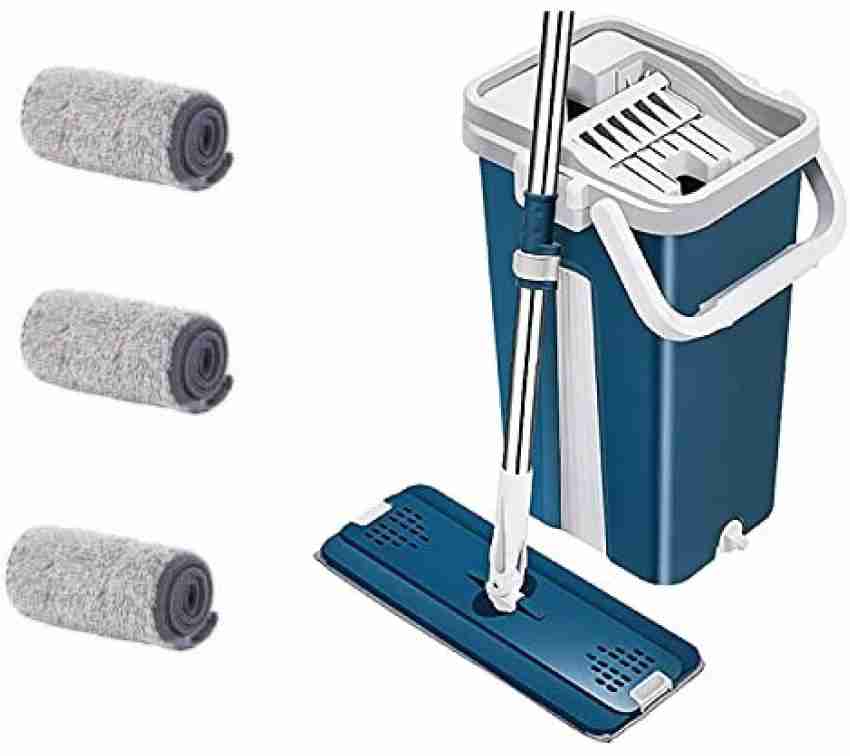 Self Cleaning Wet Dry Mop Flat Floor Mop Bucket System with 2/12 Microfiber  Pads