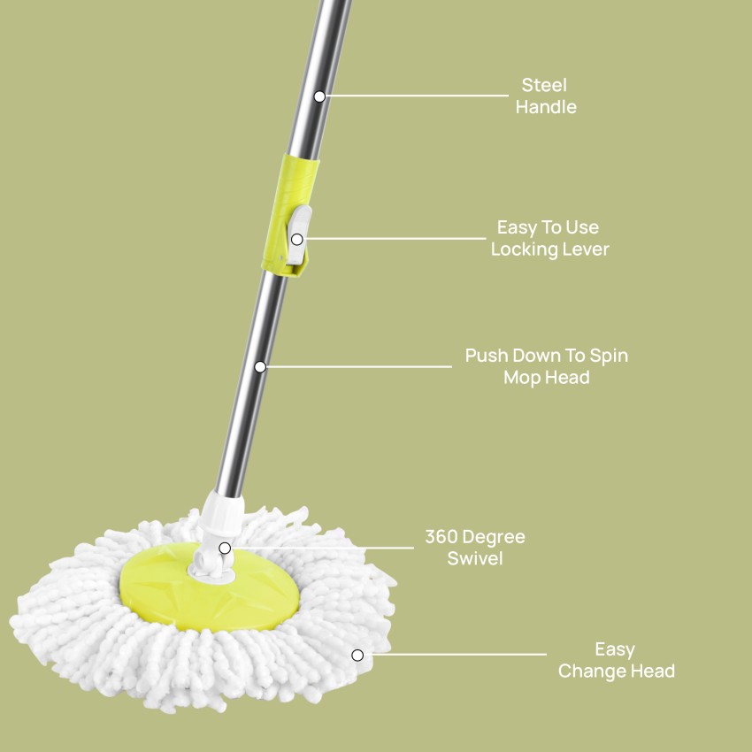 Qozent Household Mop Automatic Spin Mop Cleaning and drying mop(With 2  Refill) Wet & Dry Mop Price in India - Buy Qozent Household Mop Automatic  Spin Mop Cleaning and drying mop(With 2